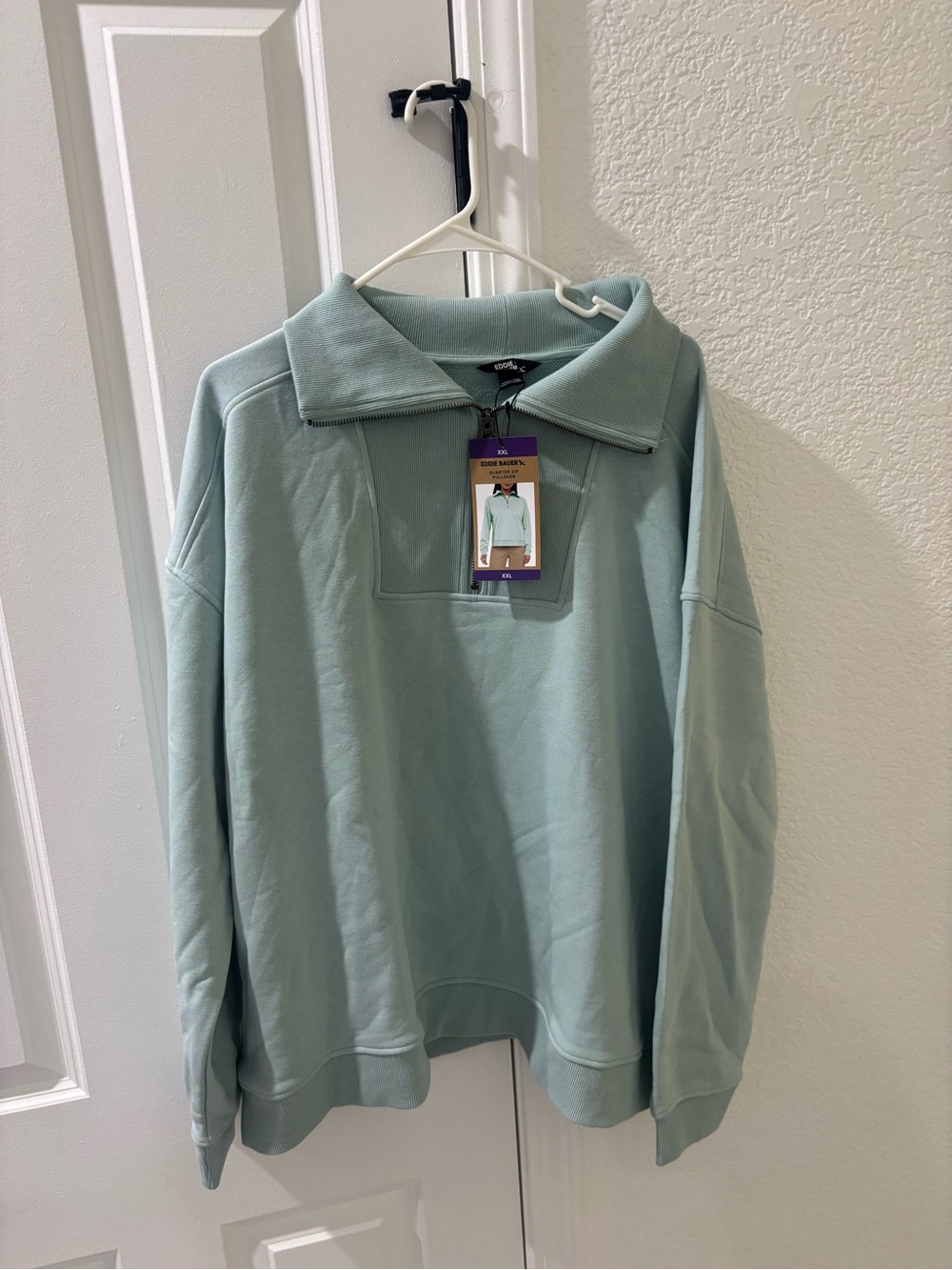 Eddie Bauer women  Sage Green Zip-Neck Pullover